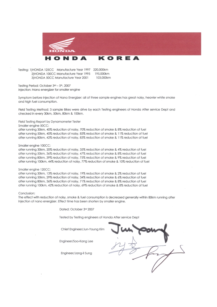 Honda Korea testing